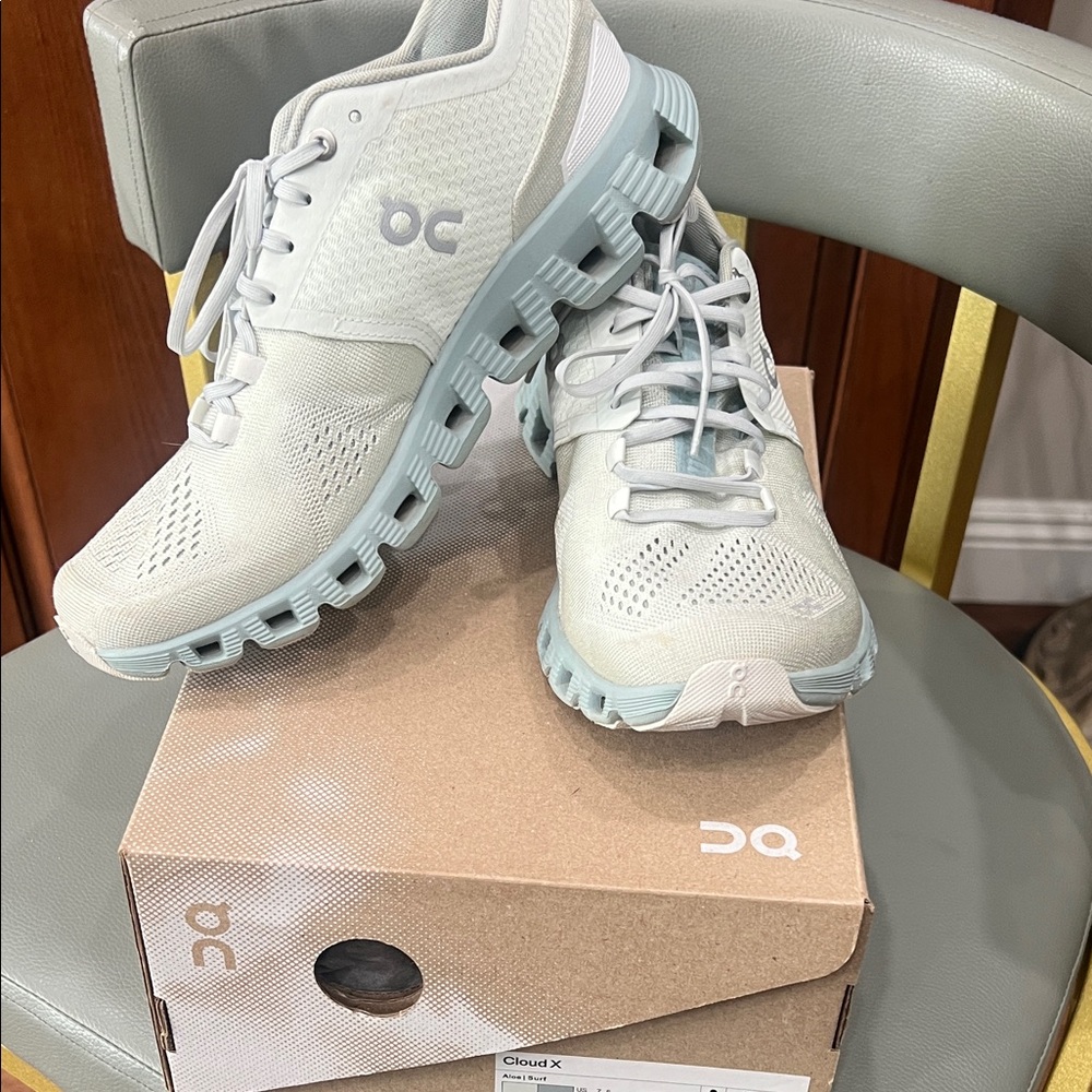 On Running Women's Cloud X Sneakers - Light Gray and Blue